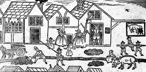 Elizabethan Street Scene, from A Book of Roxburghe Ballads