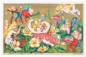 Elves and Angels Celebrating New Year