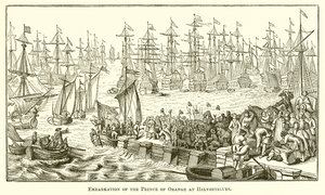 Embarkation of the Prince of Orange at Helvoetsluys by English School