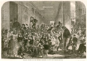 Engaging children for the Christmas pantomime at Drury Lane Theatre, London by English School