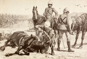 English cavalry watering their horses during the Mahdist War, Sudan in the 1880s by English School