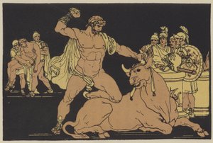 Entellus killing the bull by English School