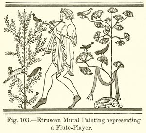 Etruscan Mural Painting Representing a Flute-Player