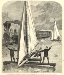 Exciting Race Between Two Ice-Boats and the Chicago Express