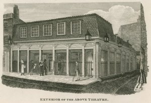 Exterior of the Royal Olympic Theatre, Wych Street, near Drury Lane, London