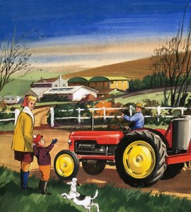 Farmer Driving a Tractor by English School