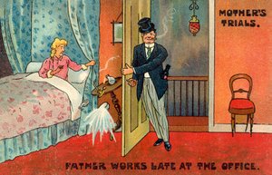 Father works late at the office