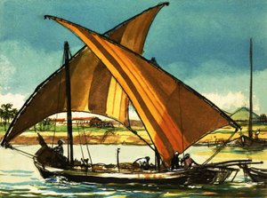 Felucca Boats on the River Nile by English School