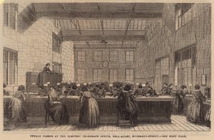 Female Clerks at the Electric Telegraph Office, Bell Alley, Moorgate Street by English School