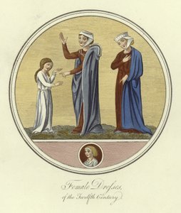 Female dresses of the 12th Century by English School