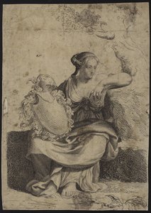 Figure of a Woman Sitting with a Decorative Picture Frame