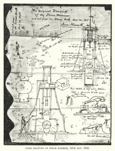First Drawing of Steam Hammer, 24 November 1839 by English School