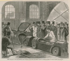 First Dispatch of Mail Bags Through the Pneumatic Tube by English School