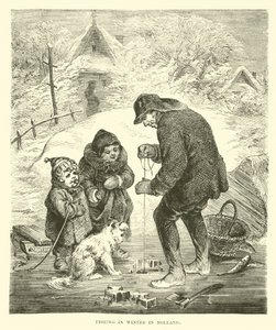 Fishing in Winter in Holland by English School