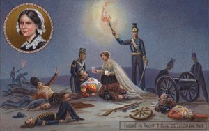 Florence Nightingale Treating Wounded British Soldiers on the Battlefield, Crimean War