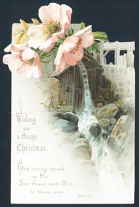 Flowers and Cascade of Water, Christmas Card