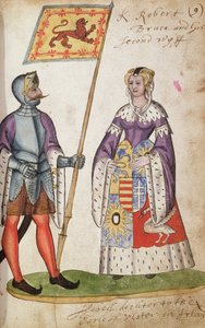 Robert the Bruce and Elizabeth de Burgh, from the Seton Armorial, 1591