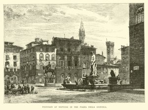 Fountain of Neptune in the Piazza della Signoria by English School