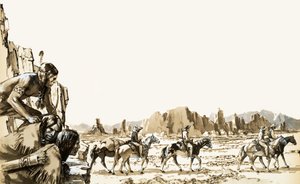Four men head for Funeral Mountain and Death Valley beyond by English School