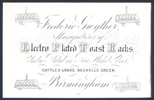 Frederic Gwyther, manufacturer of electro plated toast racks by English School