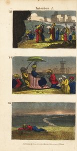 Frederick Horneman Reading the Koran to the Berbers of Siwa Oasis, a Caravan Greeting the Sultan of Fezzan, and a Traveller Left Behind in the Desert by English School