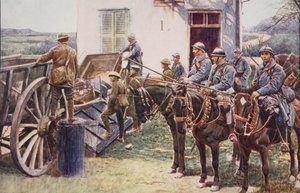 French Lancers Arriving at a Village Outpost, Coming in Aid of the British Forces by English School
