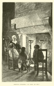 French Interior, Au Coin de Feu by English School