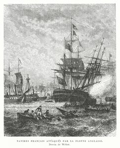 French Warships Attacked by a British Fleet