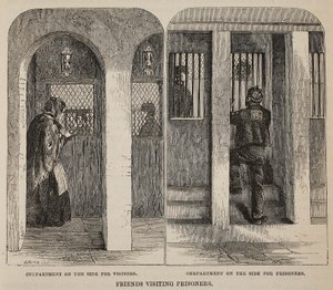 Friends visiting prisoners, illustration from The Criminal Prisons of London and Scenes from Prison Life by Henry Mayhew and John Binny, pub. 1862 by English School