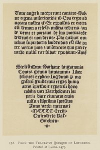 From the Tractatus Quinque of Lotharius, printed at Lyons by English School
