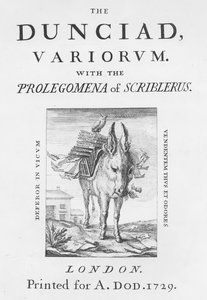 Frontispiece and title page to The Dunciad Variorum by Alexander Pope, 1729 by English School
