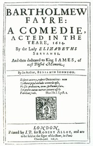 Frontispiece to Bartholomew Fayre: A Comedie by Benjamin Jonson, 1631