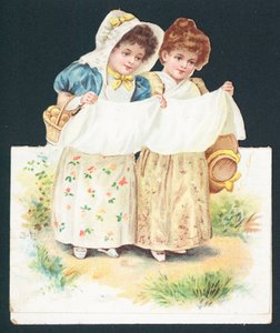 Girls collecting eggs