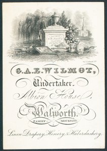 G A E Wilmot, Undertaker, Trade Card by English School