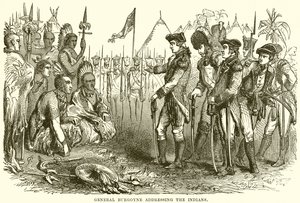 General Burgoyne addressing the Indians by English School