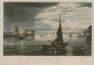 General View of Boats on the River Thames at Battersea