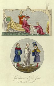 Gentlemens dresses in the 14th Century by English School