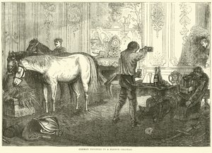 German troopers in a French Chateau by English School