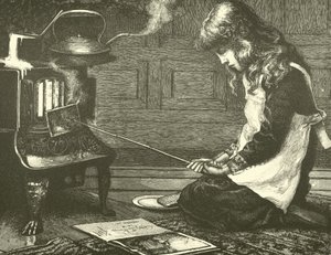 Girl Cooking Toast on the Stove by English School