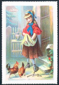 Girl Feeding Chickens by English School