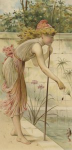 Girl Fishing by English School