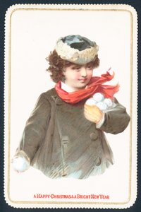 Girl gathering snowballs by English School