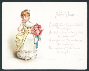 Girl Smelling Roses by English School