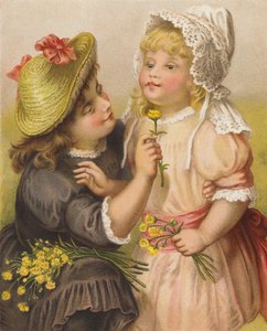 Girls with Buttercups by English School
