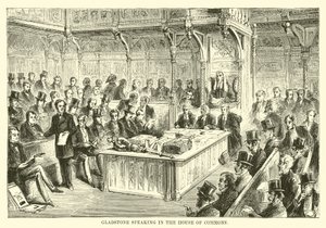 Gladstone Speaking in the House of Commons by English School