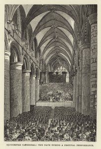 Gloucester Cathedral, the nave during a festival performance by English School