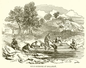 Gold-Washing at Ballarat by English School