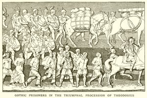 Gothic Prisoners in the Triumphal Procession of Theodosius by English School
