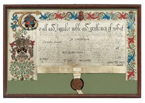 Grant of arms to Charles Hewitt, 1597 by English School