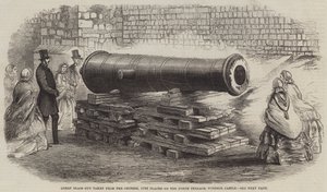 Great Brass Gun taken from the Chinese, just placed on the North Terrace, Windsor Castle by English School